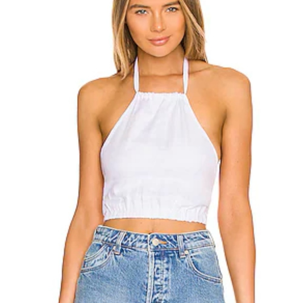 Faithfull the Brand White Halter Crop Top